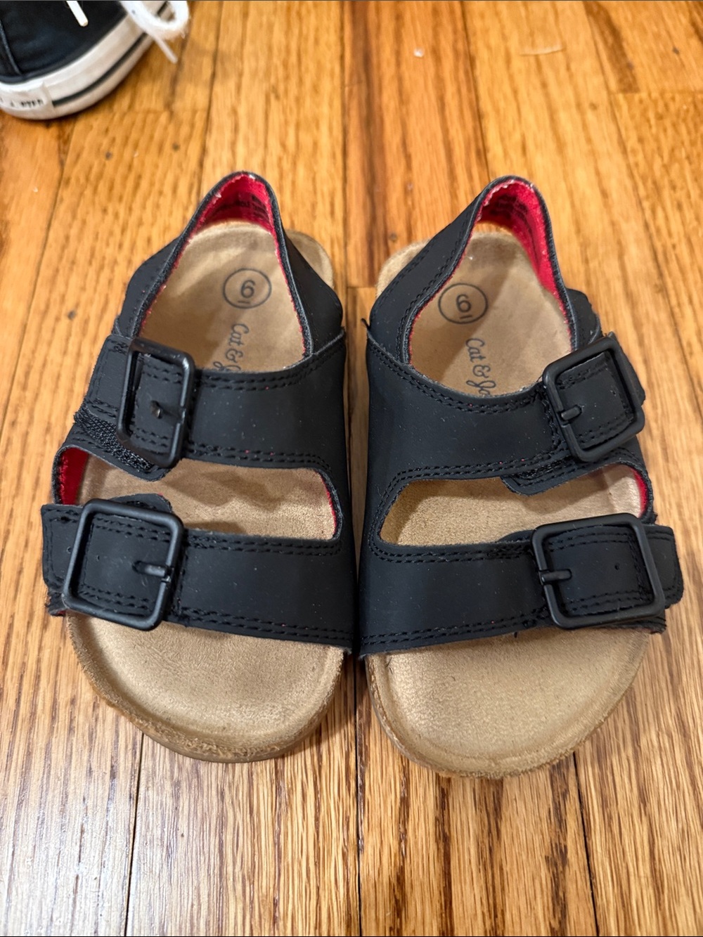 Kids Cat & Jack Black Double-Buckle Faux Birkenstock Sandals Toddler Size 6